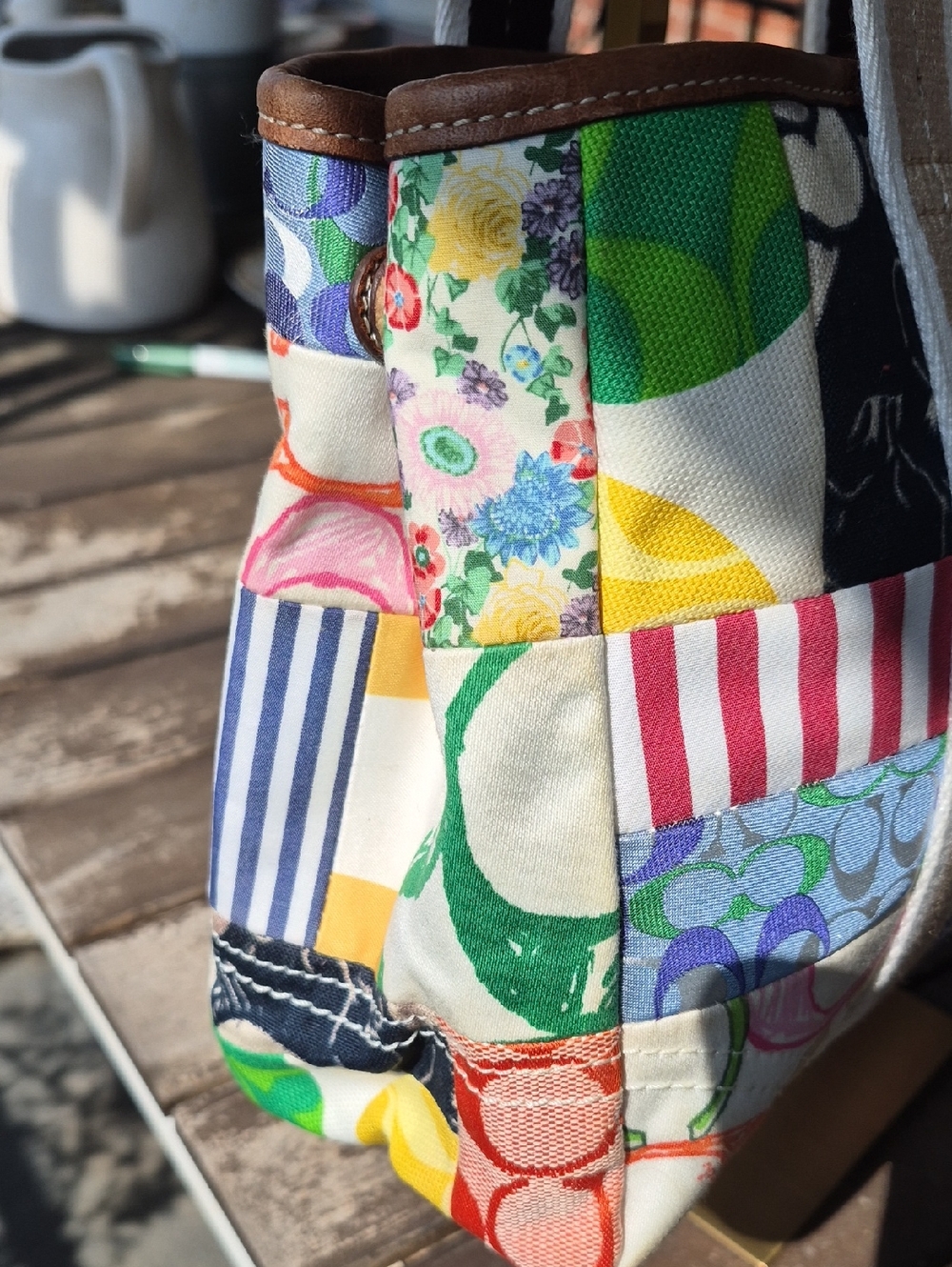 COACH 2006 Signature Picnic Patch Tote 💙🌸 PERFECT VINTAGE POP! - Picture 13 of 14